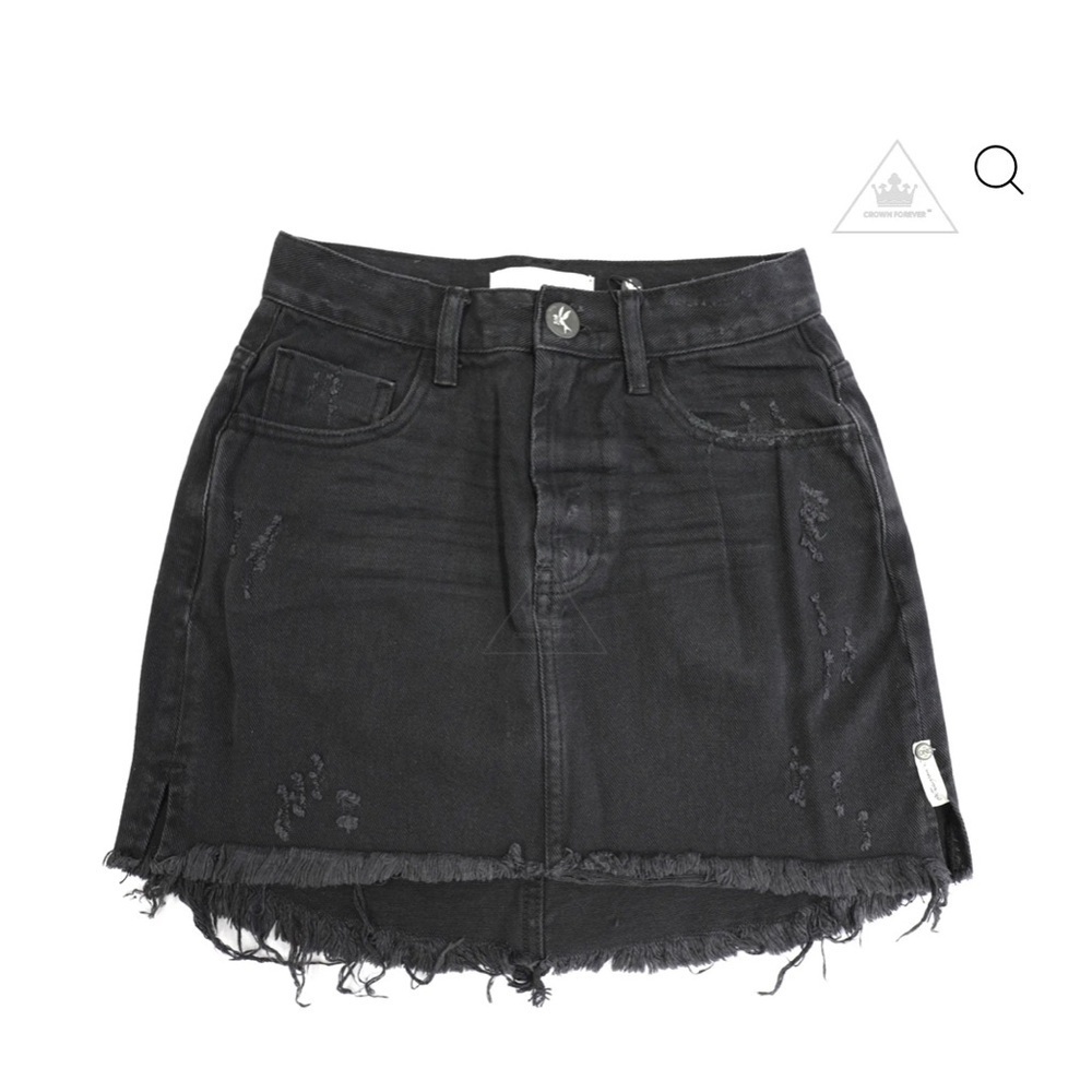 One Teaspoon Charcoal Distressed Mini Skirt